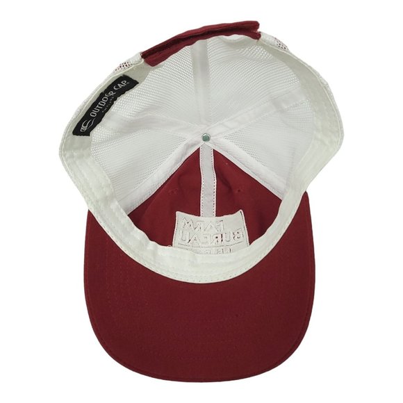 Farm Bureau Insurance Mesh Strapback Logo Cap Trucker Baseball Hat Maroon White - Picture 5 of 12